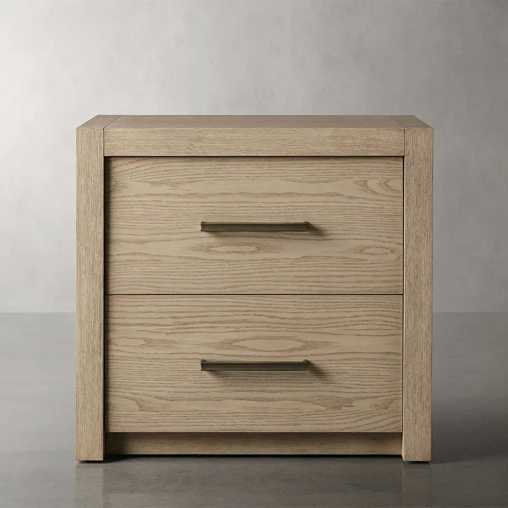 Bodhi Tall Nightstand Wood Night Side Cabinet Rustic Bedside Table Two-Drawer Chest