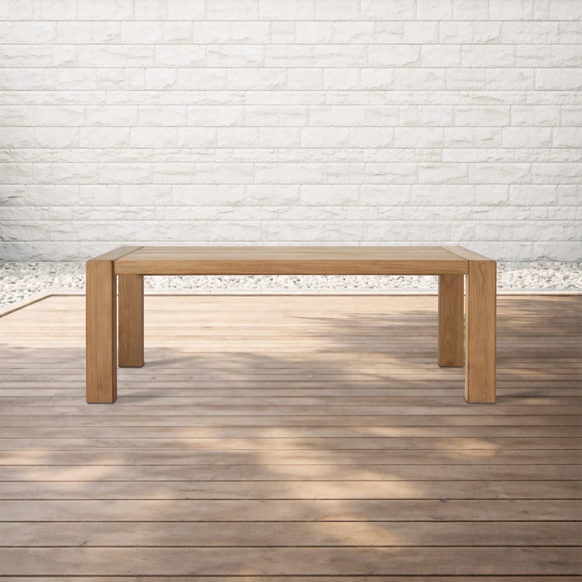 Canyon Teak Outdoor Dining Table for Patio and Modern Outdoor Dining Spaces