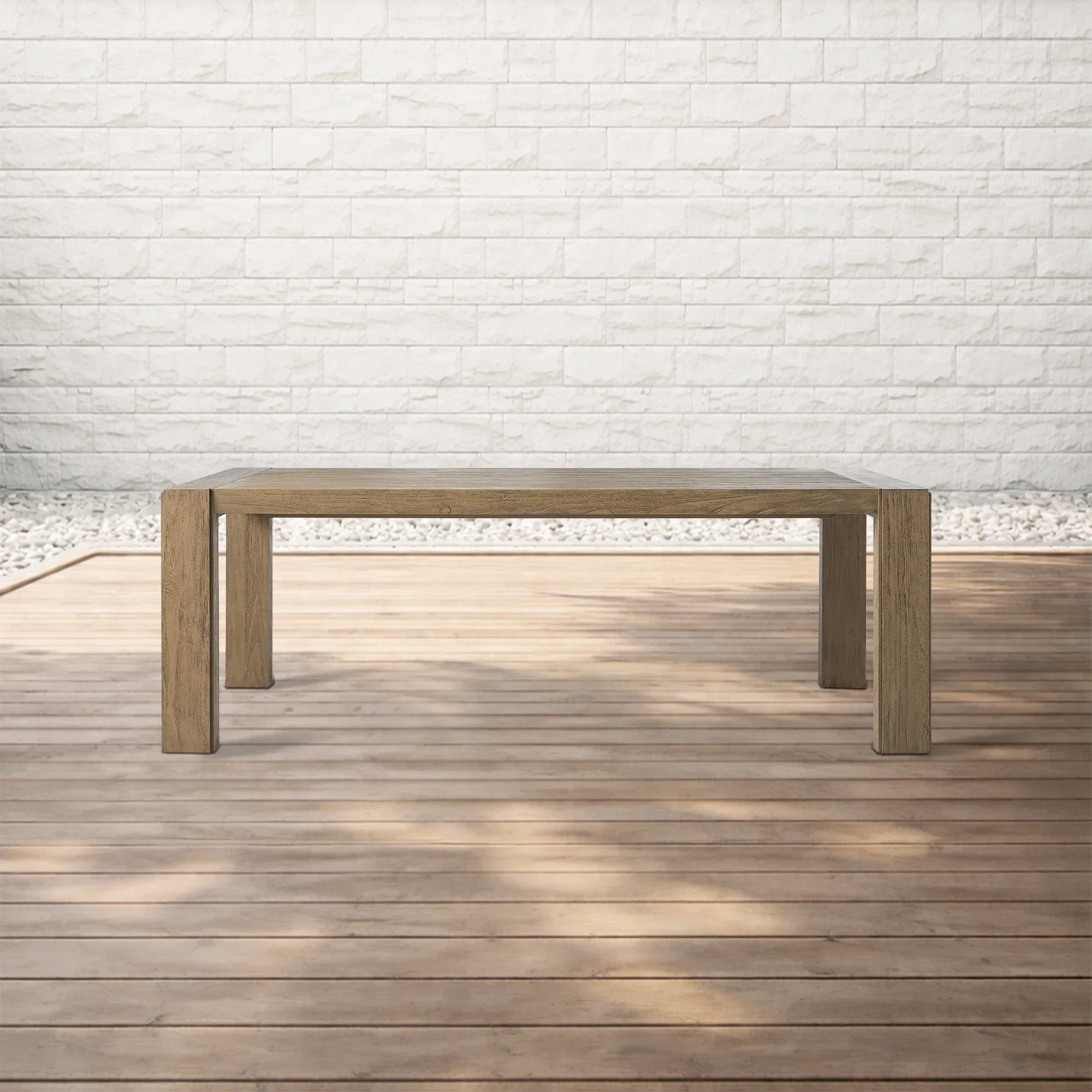 Canyon Teak Outdoor Dining Table for Patio and Modern Outdoor Dining Spaces