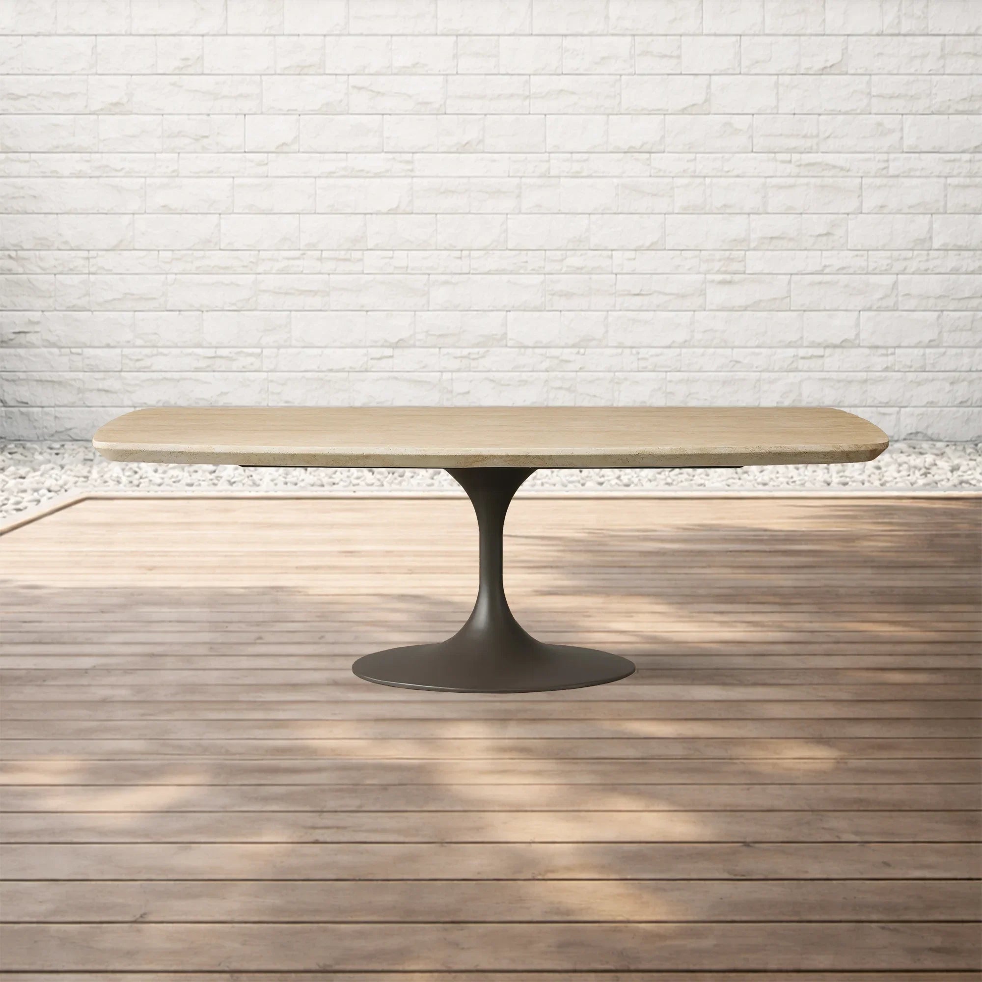 Outdoor Dining Table with Stone Top Launette Base