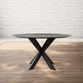 Outdoor Round Dining Table with Stone Top Apex X-Base
