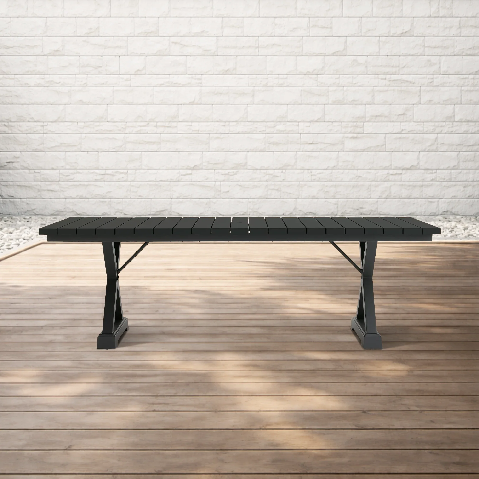 Montego Black Aluminum Rectangular Outdoor Dining Table