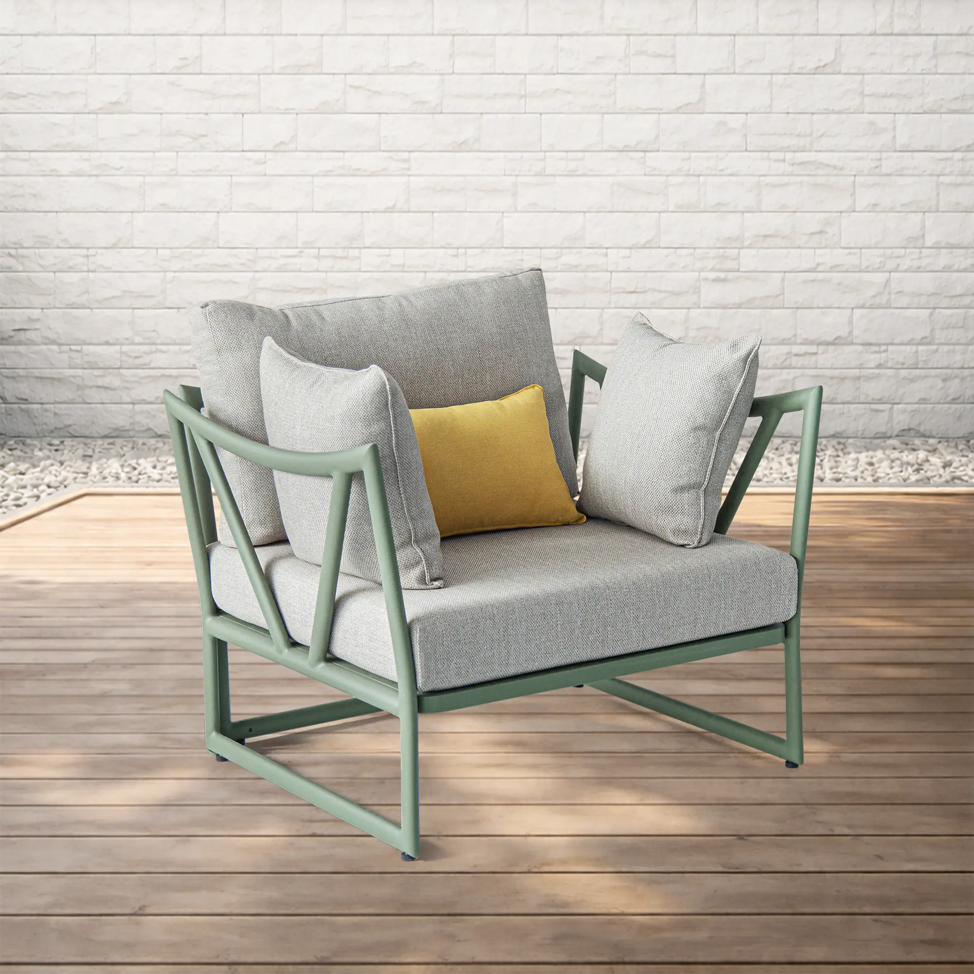 Victory Deep Seating Aluminum Outdoor Lounge Sofa with Water Repellent Cushions