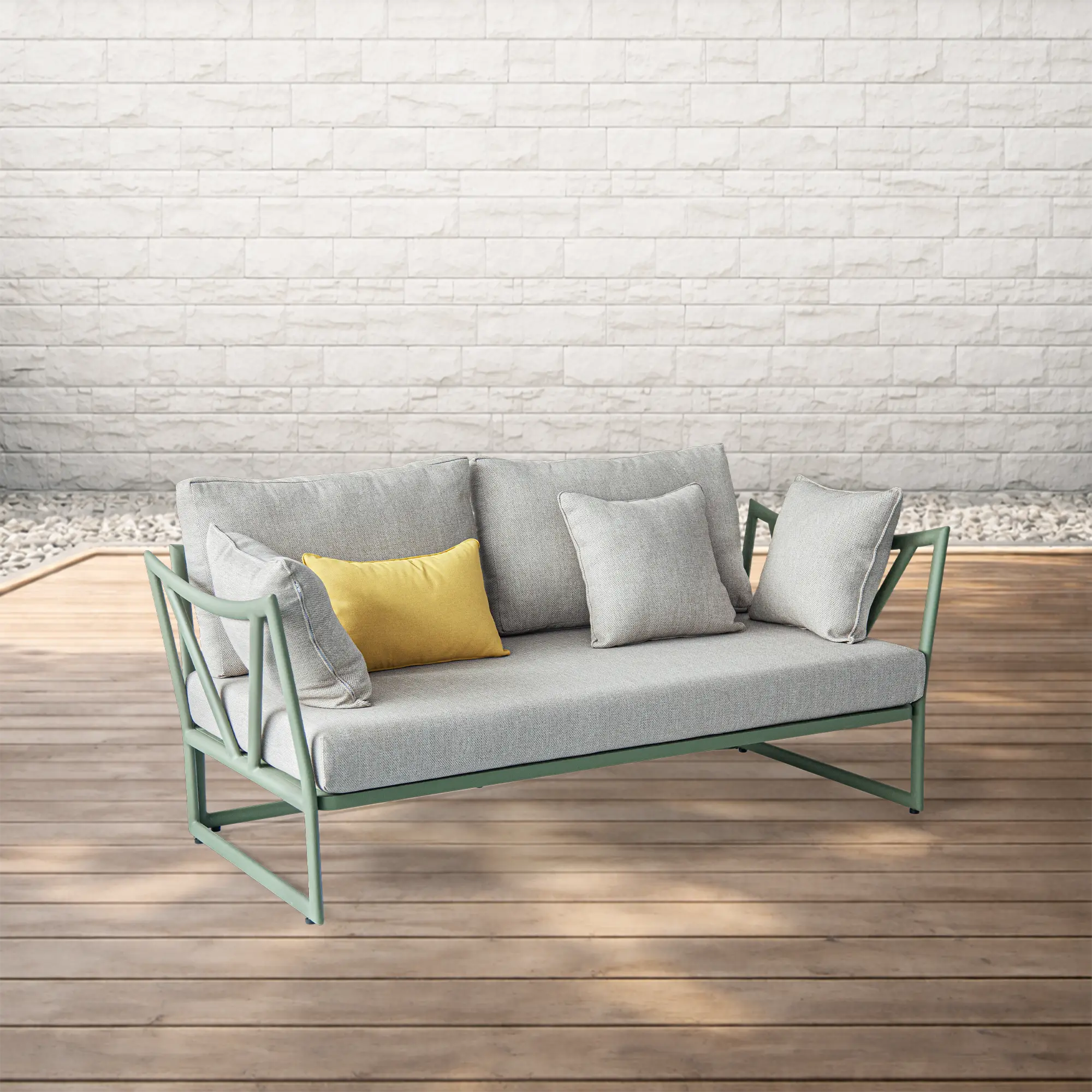 Victory Deep Seating Aluminum Outdoor Lounge Sofa with Water Repellent Cushions