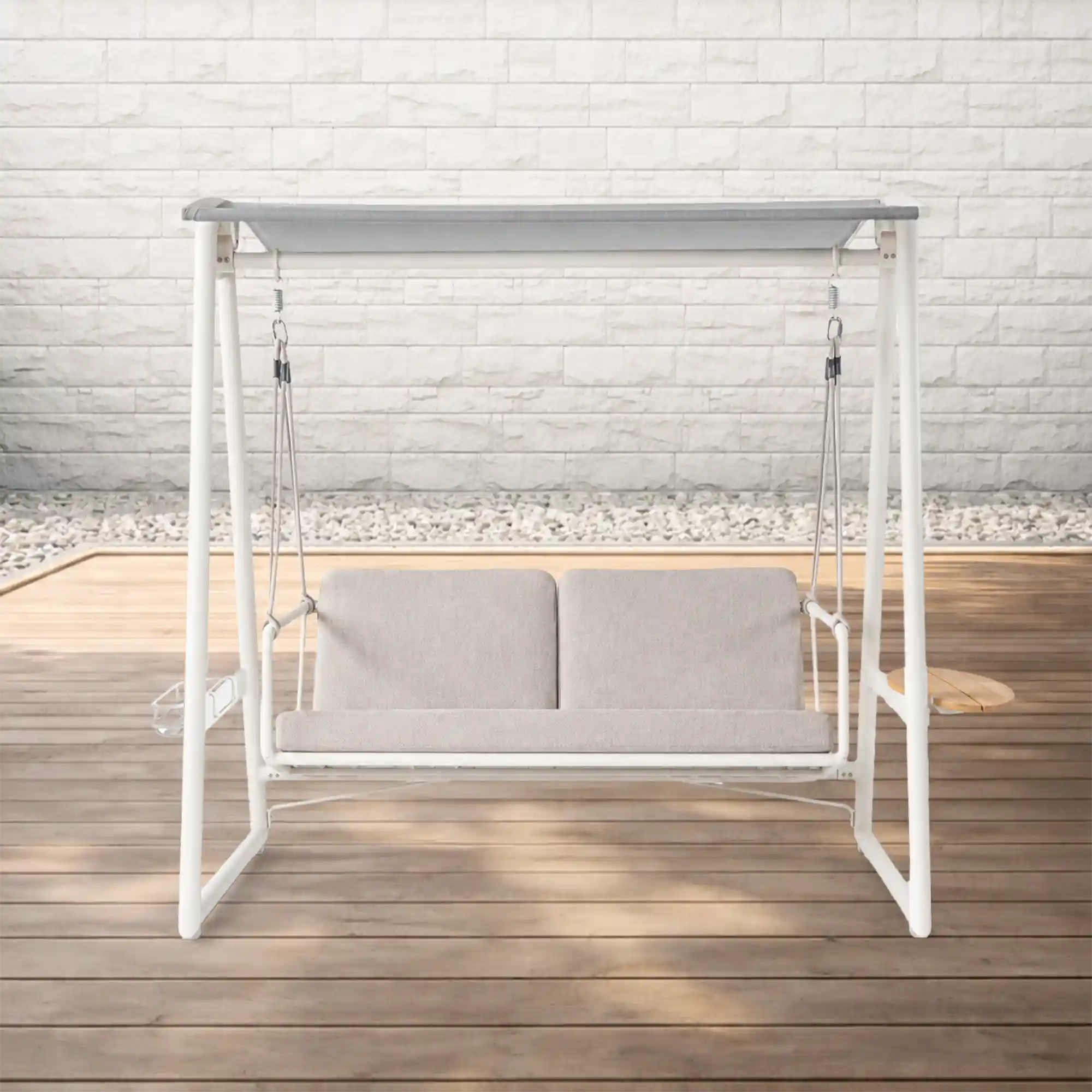 Resort Inspired Aluminum Outdoor Swing with Water Repellent Cushions