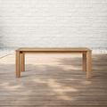Zoe Natural Teak Outdoor Dining Table Minimalist Slatted Patio Garden Dining Table