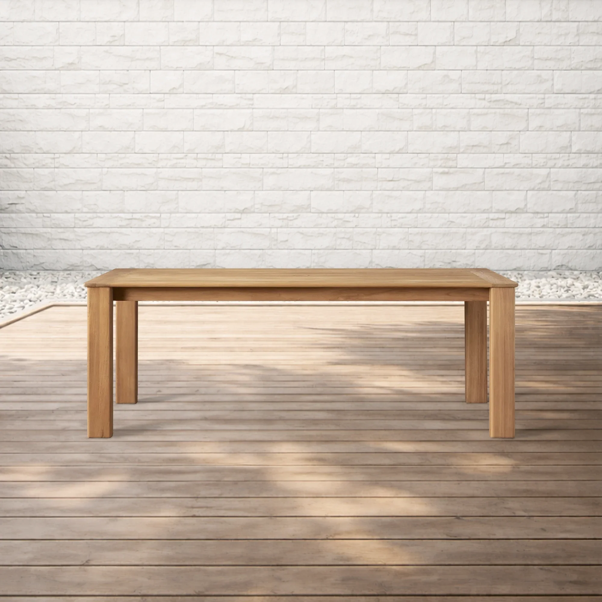 Zoe Natural Teak Outdoor Dining Table Minimalist Slatted Patio Garden Dining Table