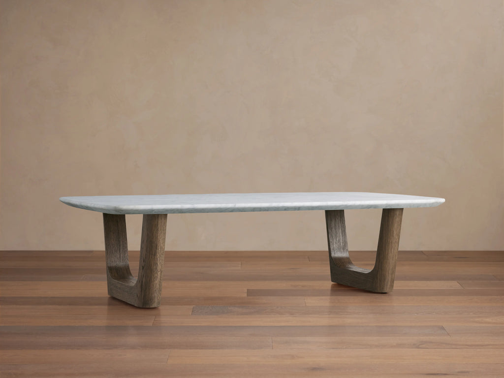 Saint Germain Stone Coffee Table with Rennes Base in Natural Stone
