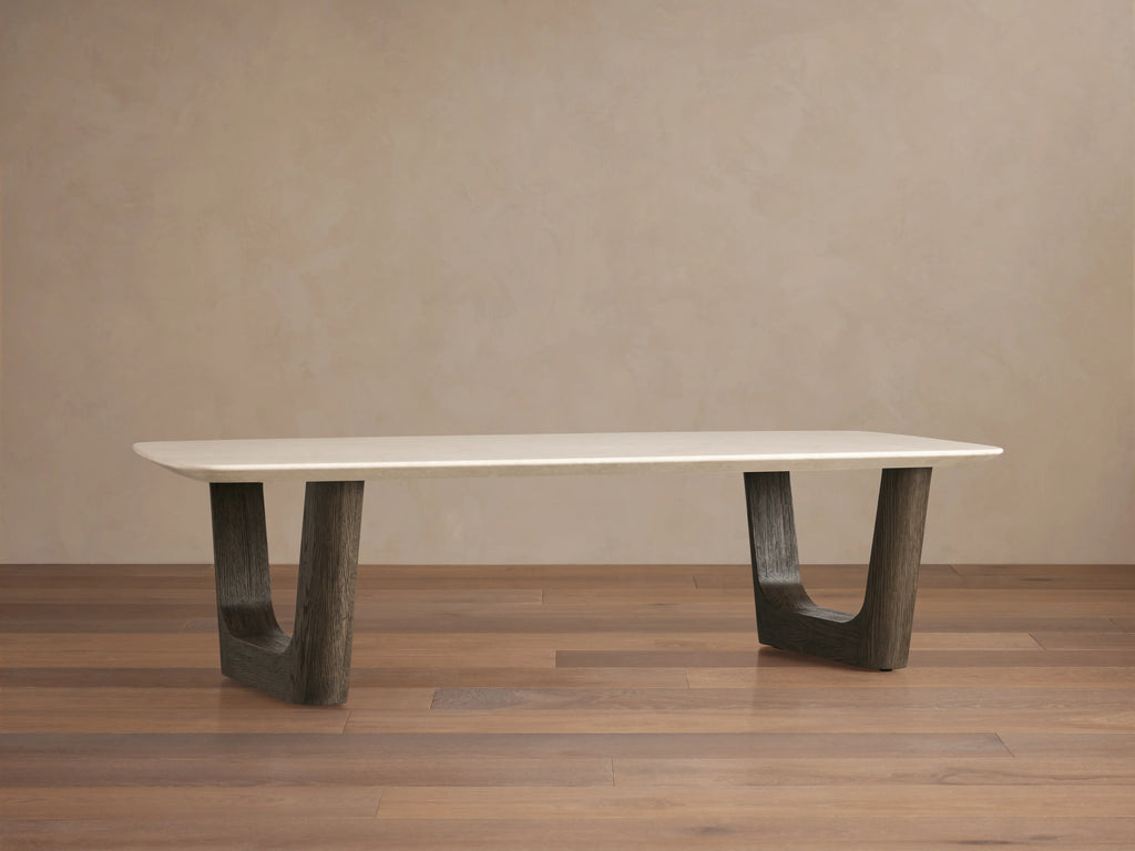 Saint Germain Stone Coffee Table with Rennes Base in Natural Stone