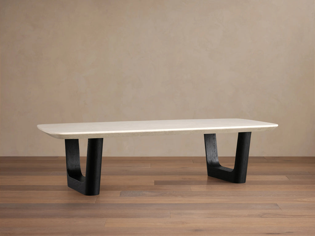 Saint Germain Stone Coffee Table with Rennes Base in Natural Stone