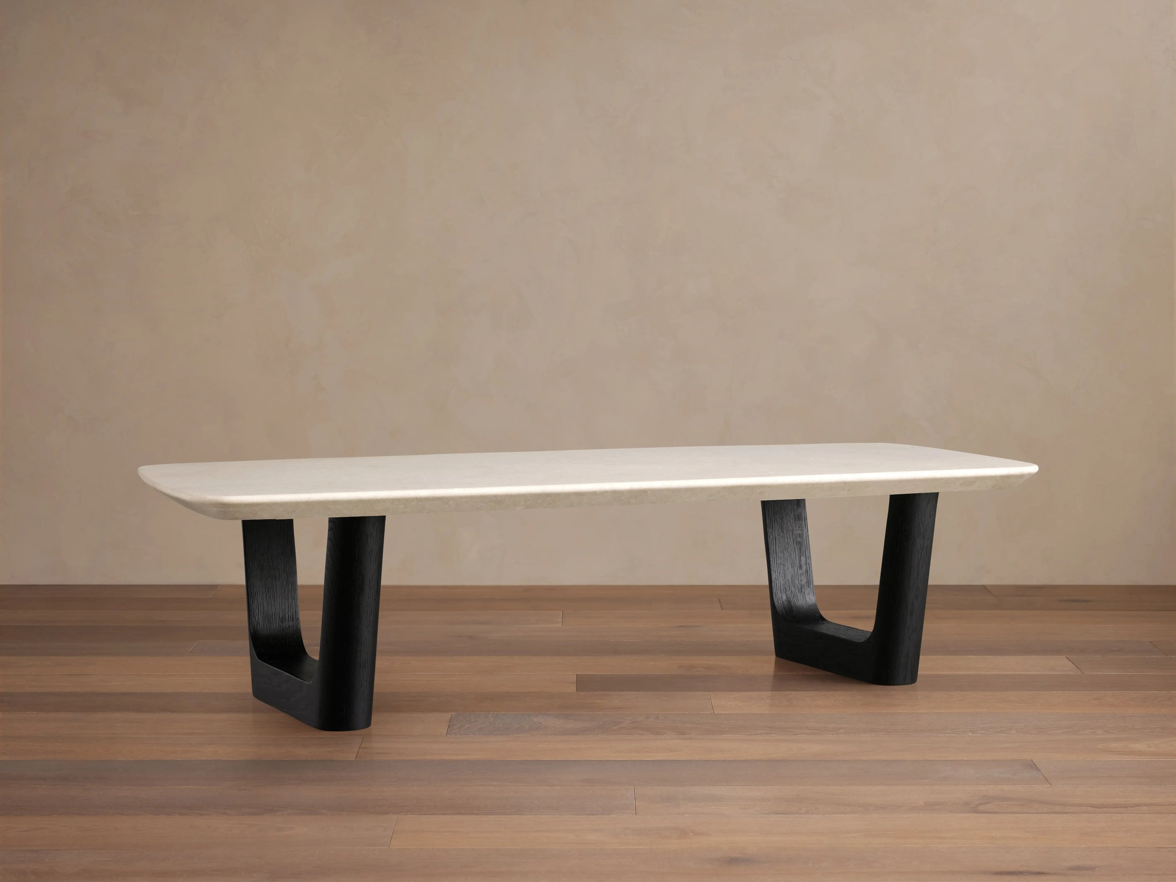 Saint Germain Stone Coffee Table with Rennes Base in Natural Stone