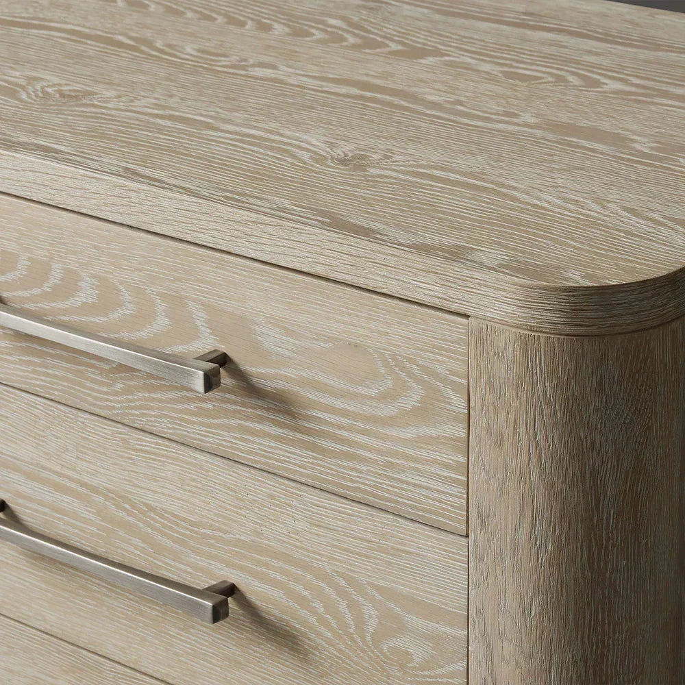 Calista Closed Oak Nightstand Two-Drawer Chest Wood Night Side Table Bedside