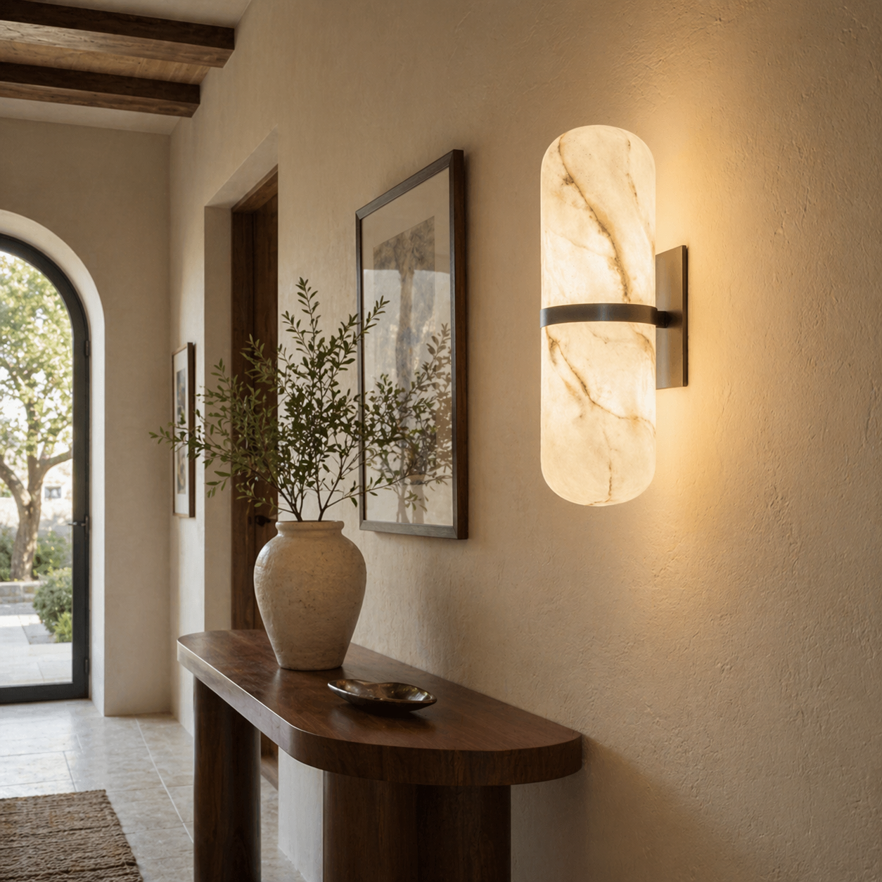 Sofia Alabaster Pill Wall Sconce - Modern 2-Light Dimmable Bathroom Fixture