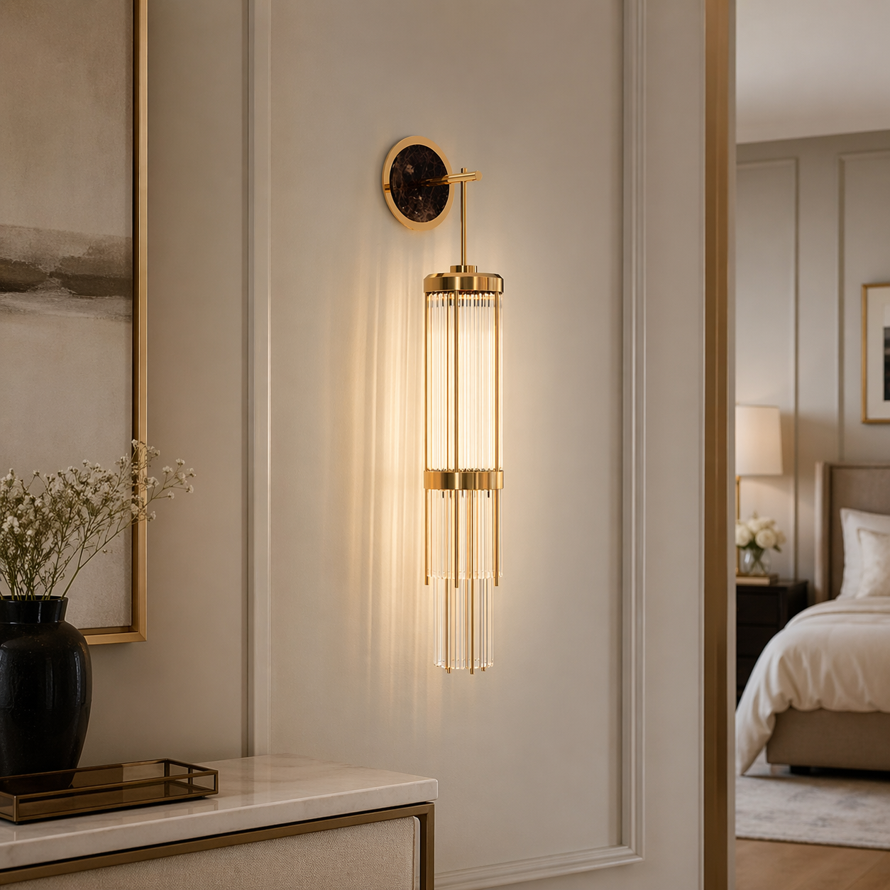 Telar Vertical Crystal Wall Sconce - 48" Tall with 9 Lights