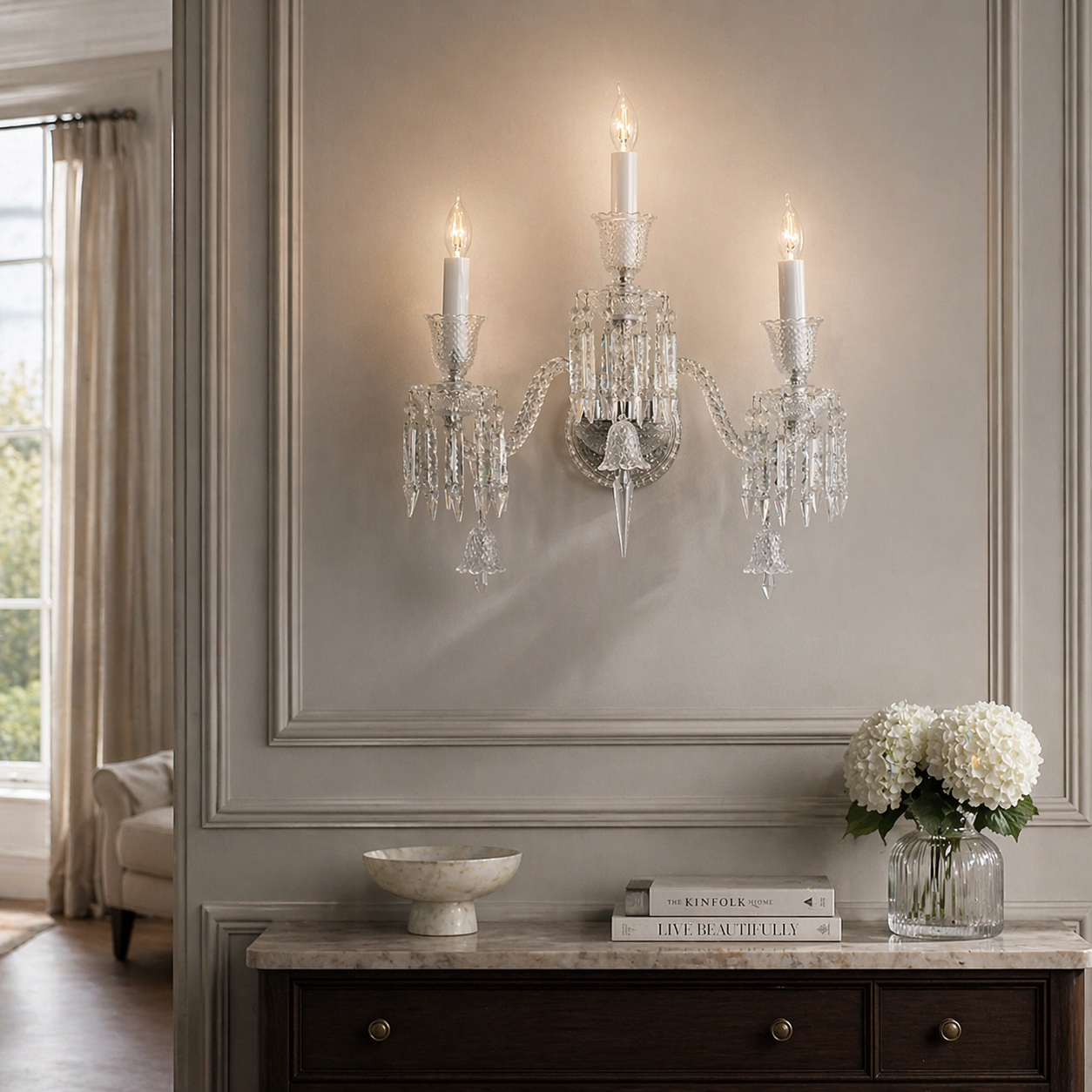 Antoinette 3-Light Clear Crystal Wall Light Sconce
