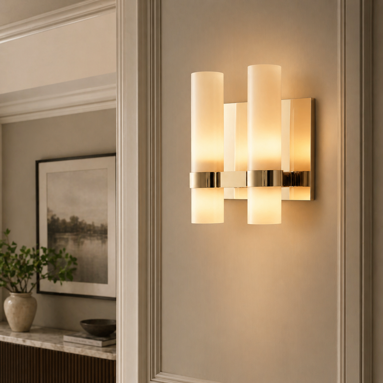 Milk Glass Double Wall Sconce