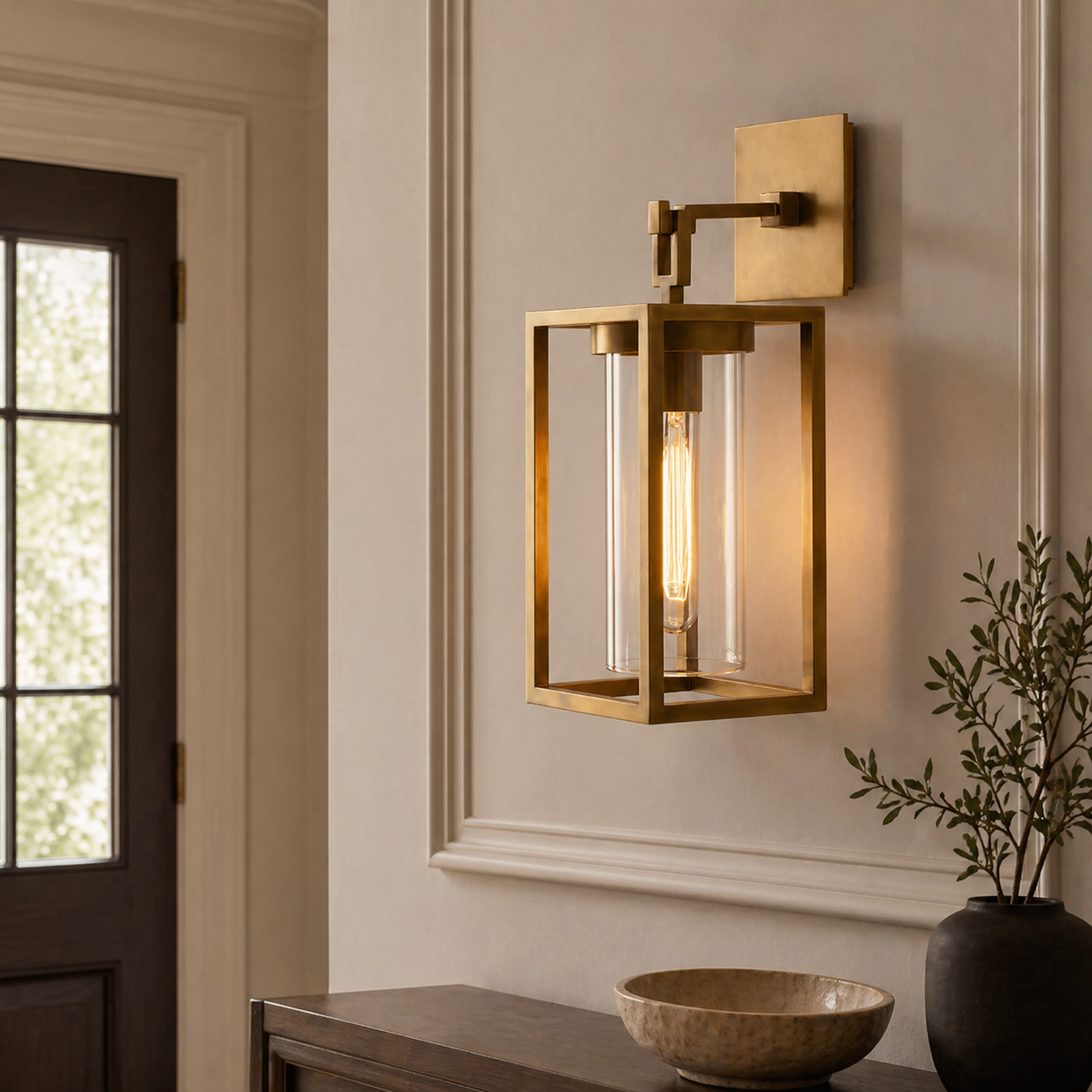 Refined Geometric Square Wall Sconce