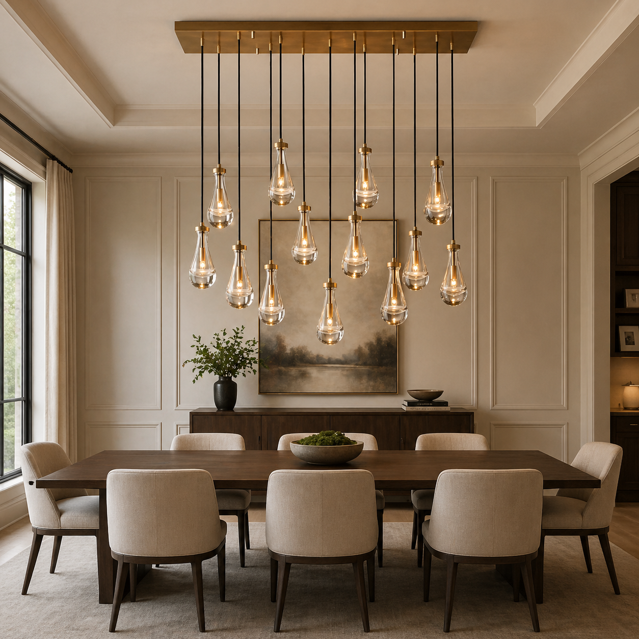 Rectangular Glass Raindrop Chandelier