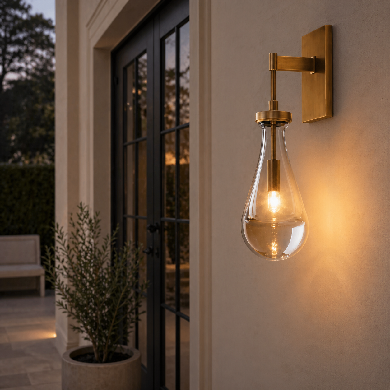 Outdoor Glass Raindrop Wall Sconce