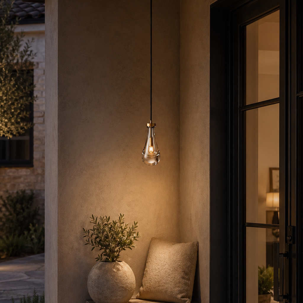 Outdoor Glass Raindrop Pendant Light