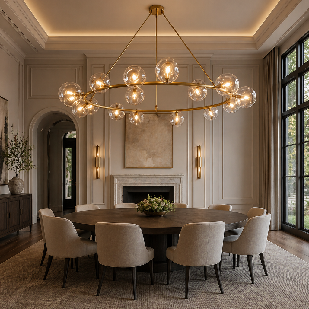 Round Clear Glass Orb Chandelier