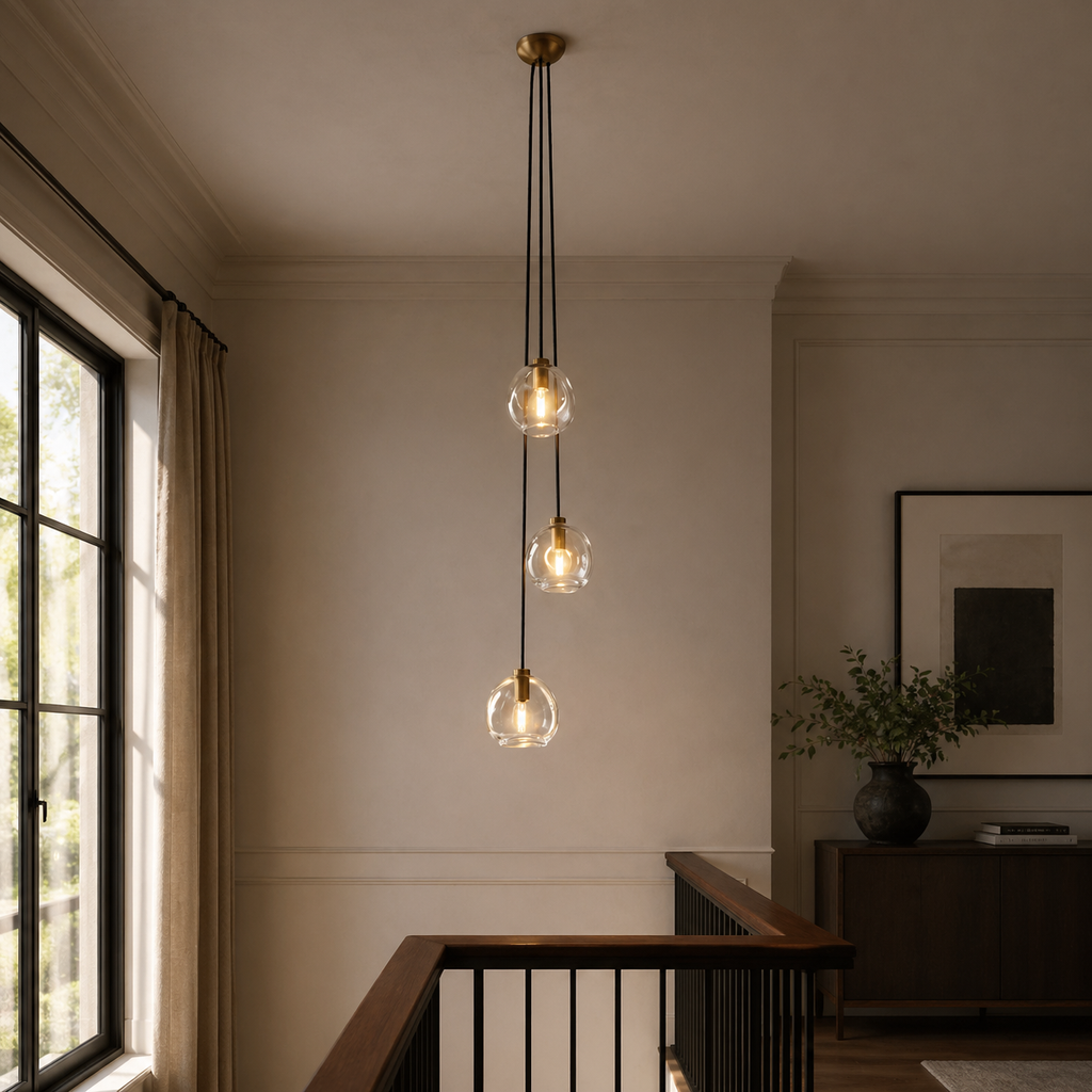 Clear Glass Orb Cascade Pendant Light