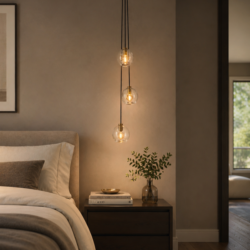Clear Glass Orb Cascade Pendant Light