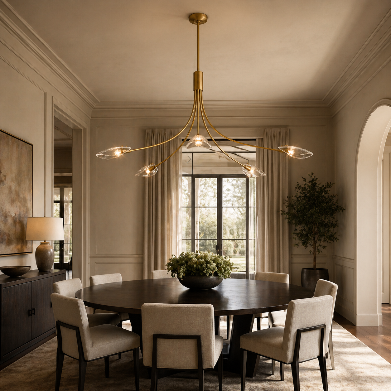 Sculpted Clear Glass Round Chandelier