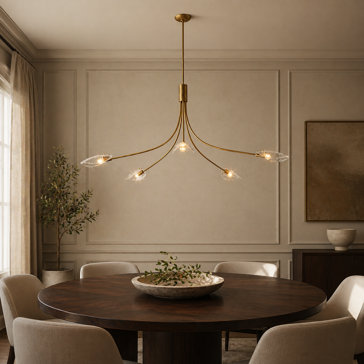 Sculpted Clear Glass Round Chandelier