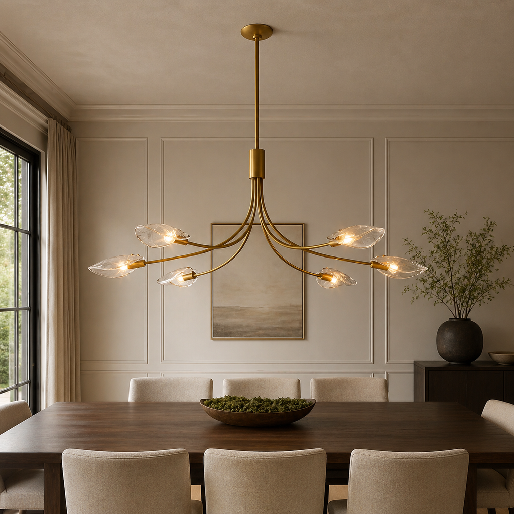 Sculpted Clear Glass Linear Chandelier