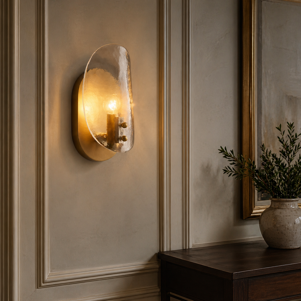 Sculpted Clear Glass Wall Sconce