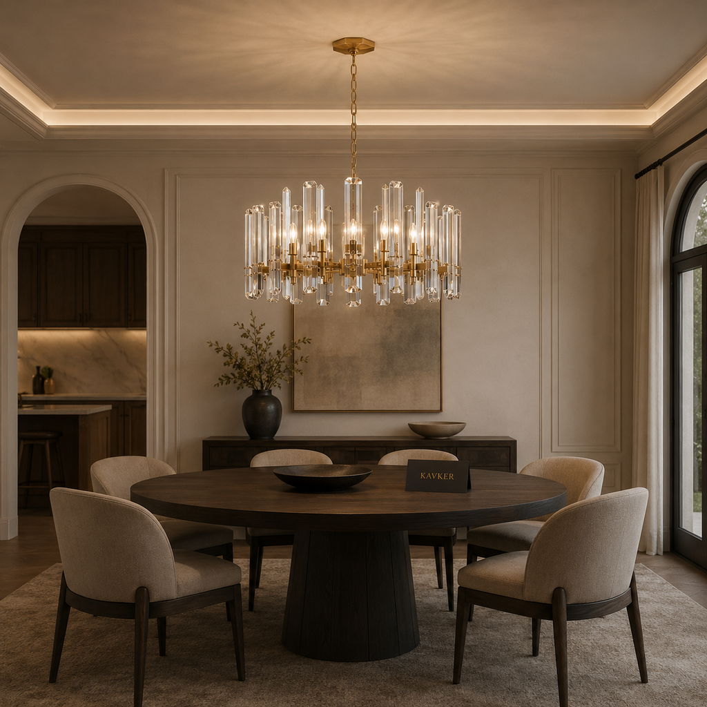 Faceted Crystal Round Chandelier