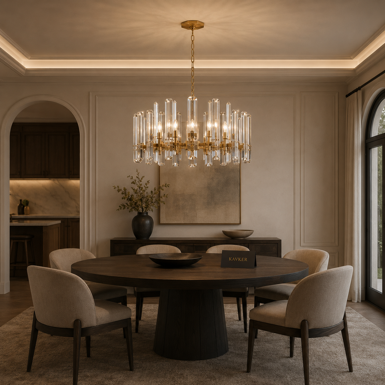 Faceted Crystal Round Chandelier