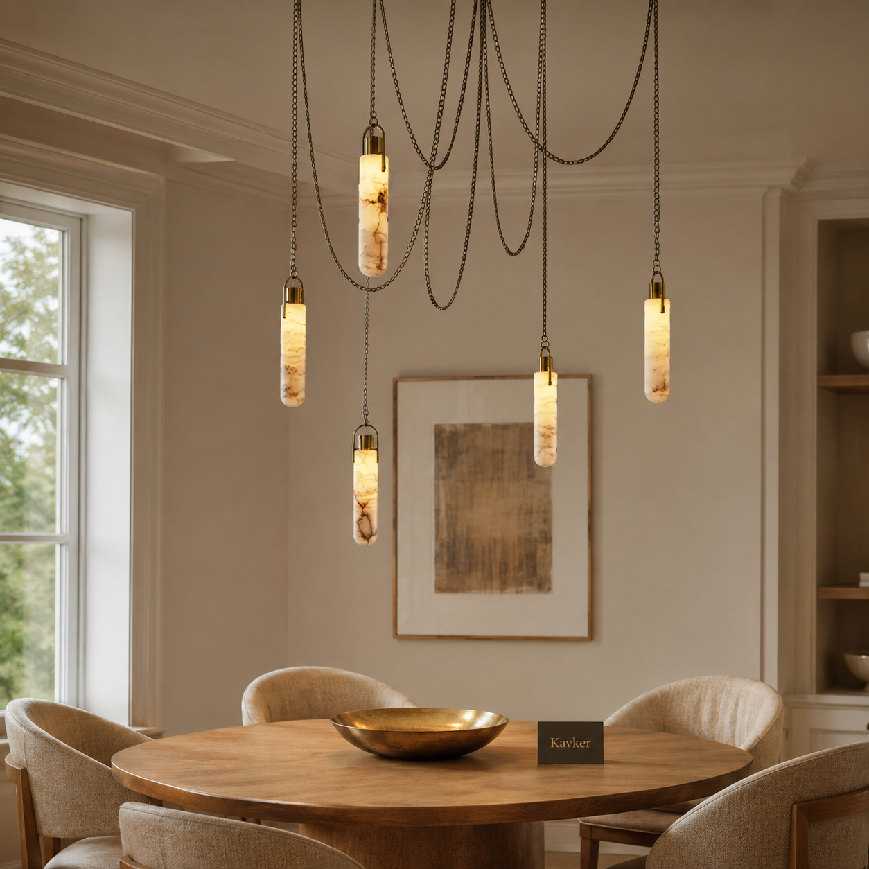 Flint Alabaster Five-Light LED Multi-Drop Pendant
