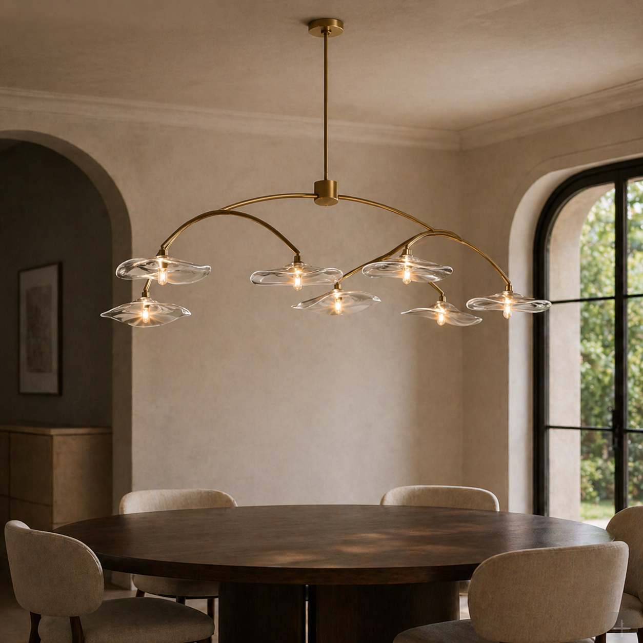 Clear Glass Petal Round Chandelier