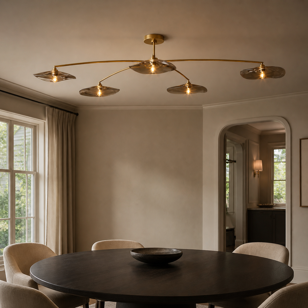 Smoke Glass Petal Flush Mount Ceiling Light
