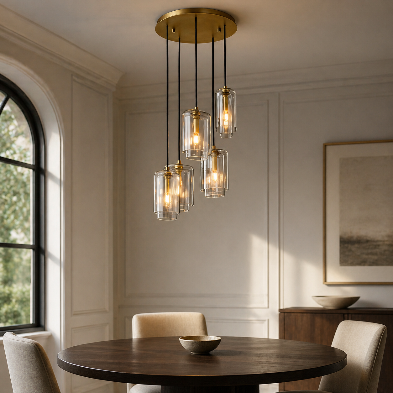 Double-Stacked Clear Glass Cluster Chandelier