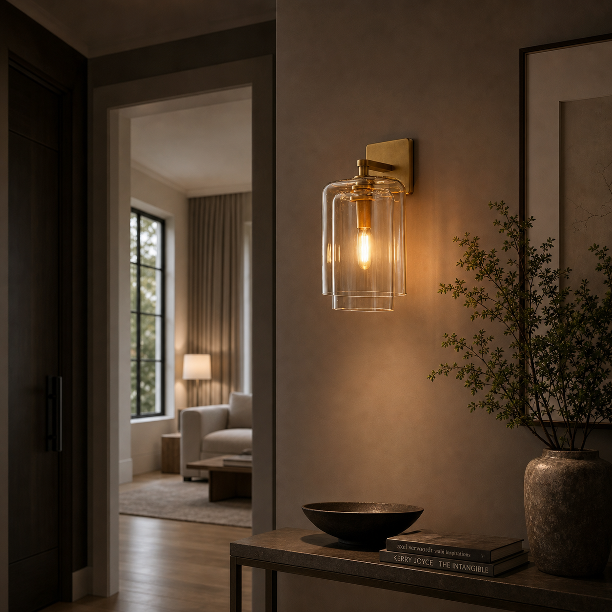 Double-Stacked Clear Glass Wall Sconce