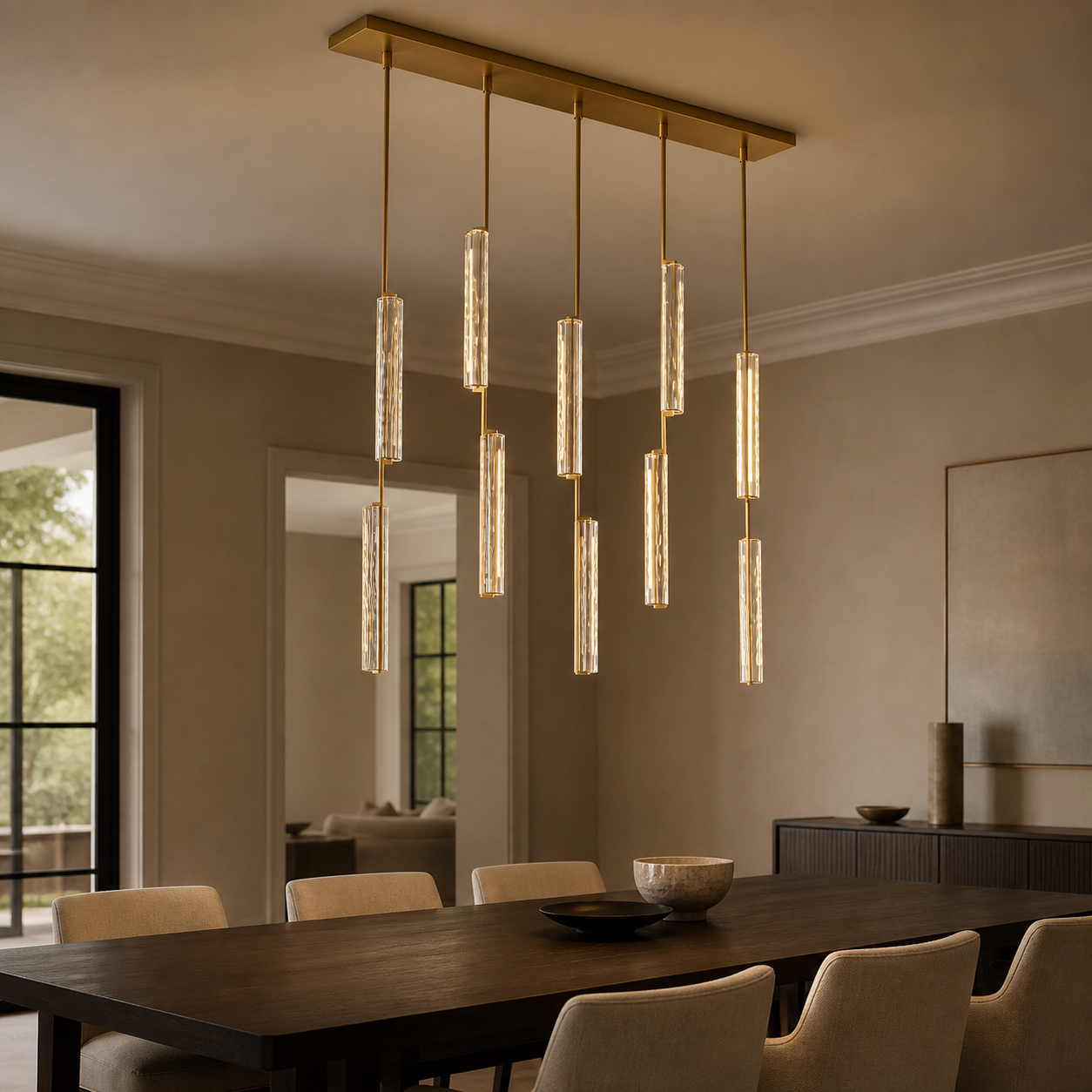 K9 Crystal Prism Linear Chandelier