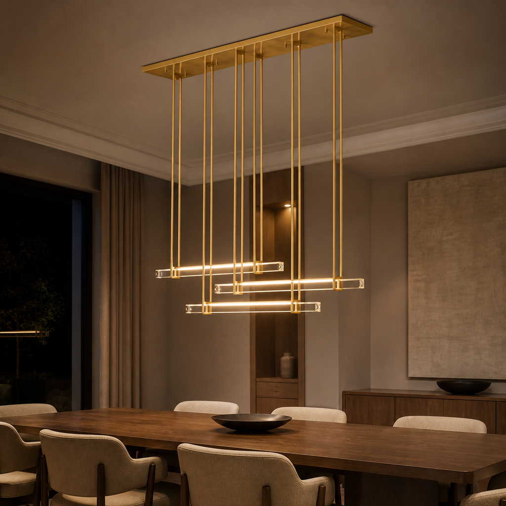K9 Crystal Triple Bar Linear Chandelier