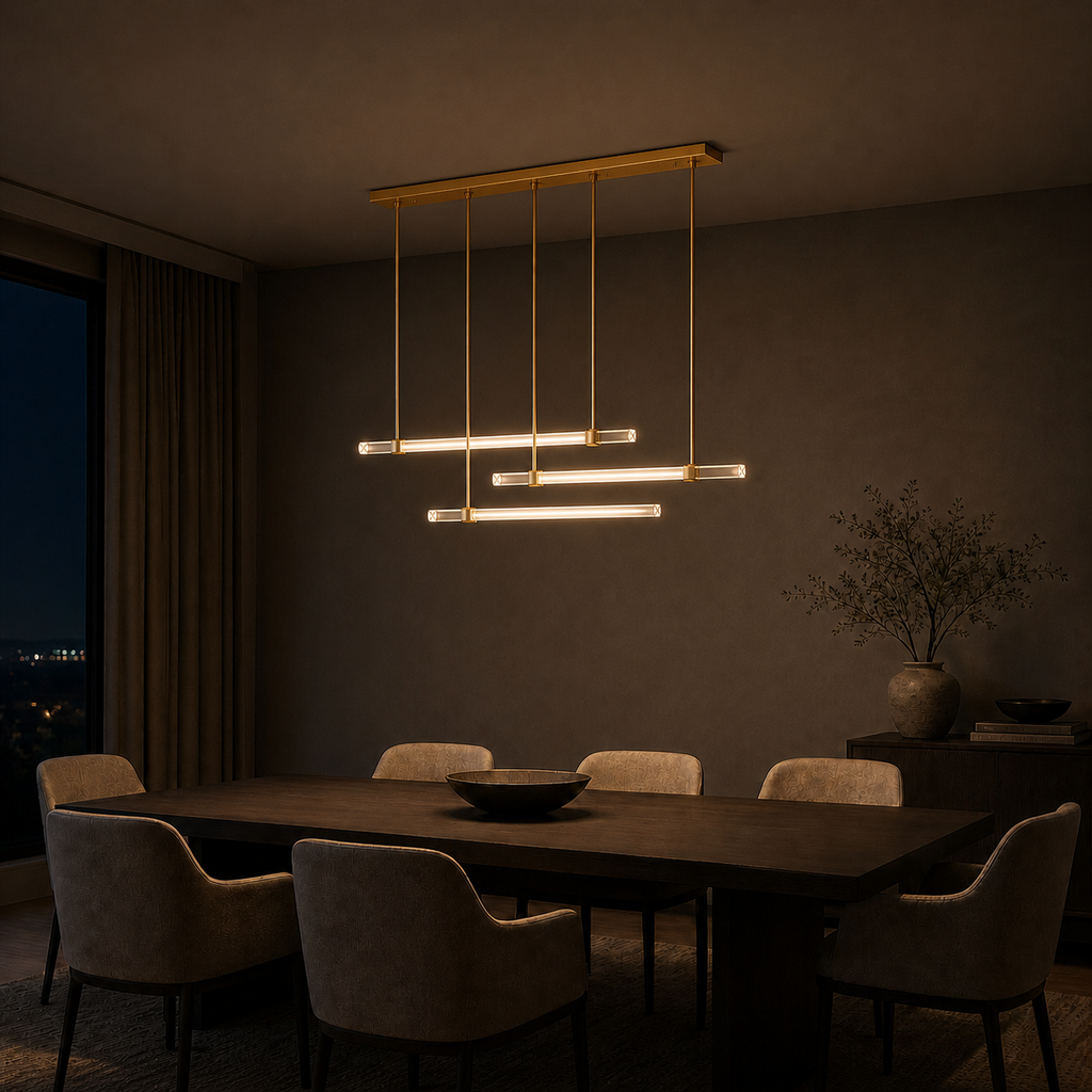 K9 Crystal Triple Bar Linear Chandelier
