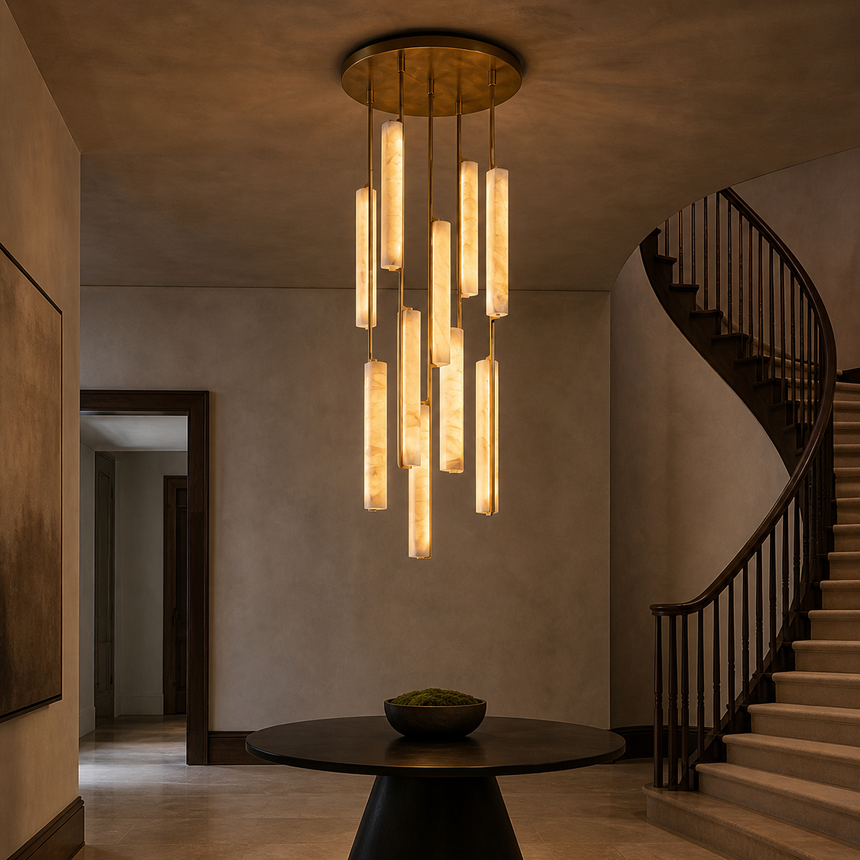 Alabaster Prism Round Chandelier