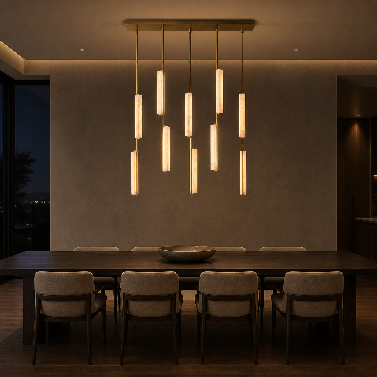 Alabaster Prism Linear Chandelier