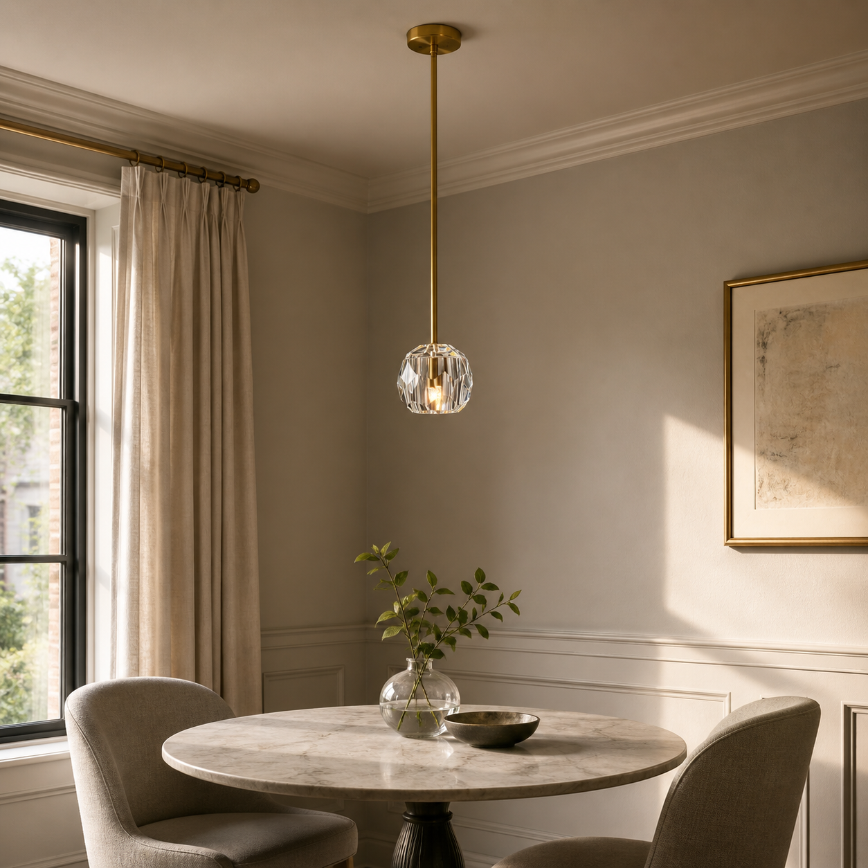 Clear Faceted Glass Rod Pendant Light