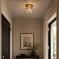 Clear Faceted Glass Petite Flush Mount Ceiling Light