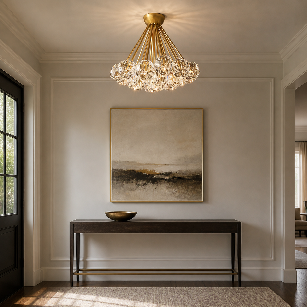 Clear Faceted Glass Flush Mount Ceiling Light