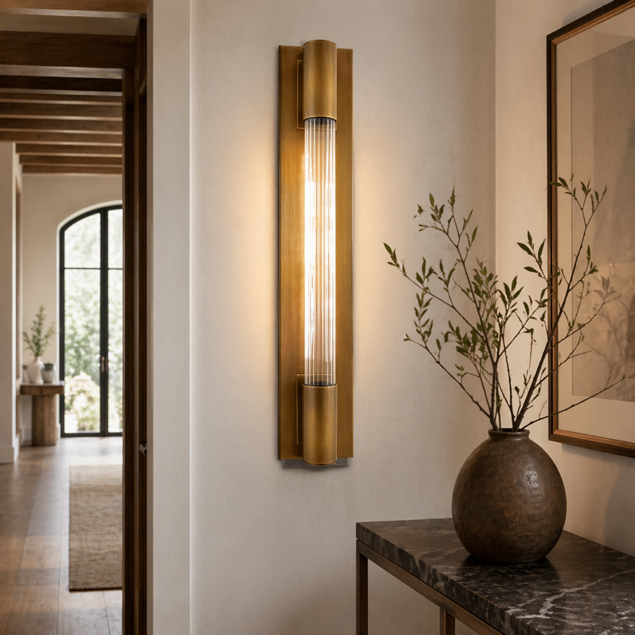 James Fluted Glass Wall Sconce - 1-Light Indoor/Outdoor Rated Modern Fixture