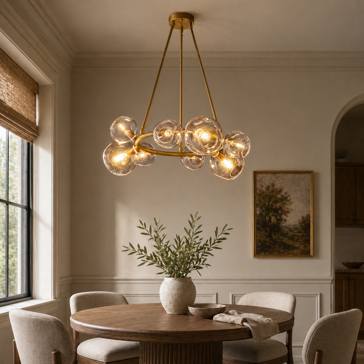 Round Clear Glass Orb Chandelier