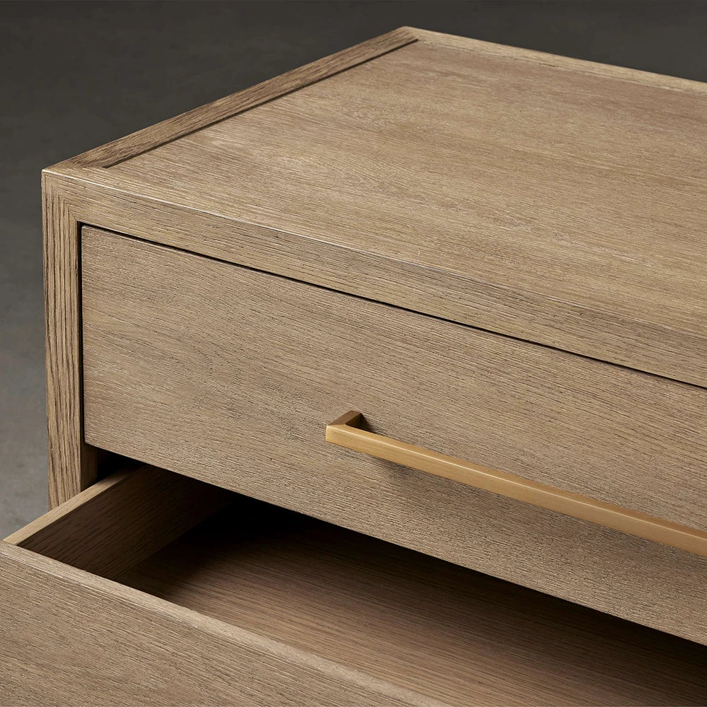 Darwyn Closed Nightstand Wood Bedside Table with Brass Handles Drawer