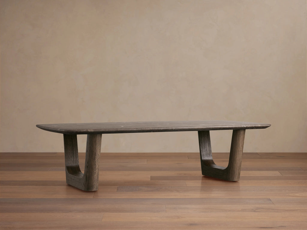 Saint Germain Stone Coffee Table with Rennes Base in Natural Stone